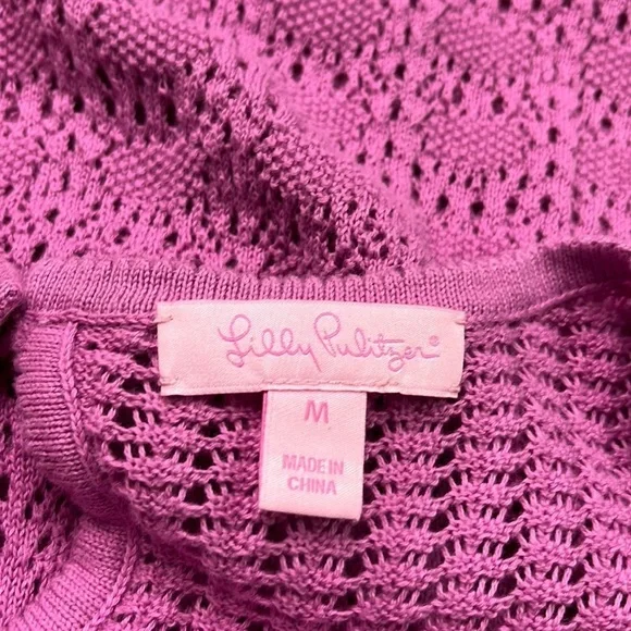 Lilly Pulitzer “Paula” Resort Beach Crochet Fuchsia Travel Dress/Cover Up SZ M - Picture 9 of 14